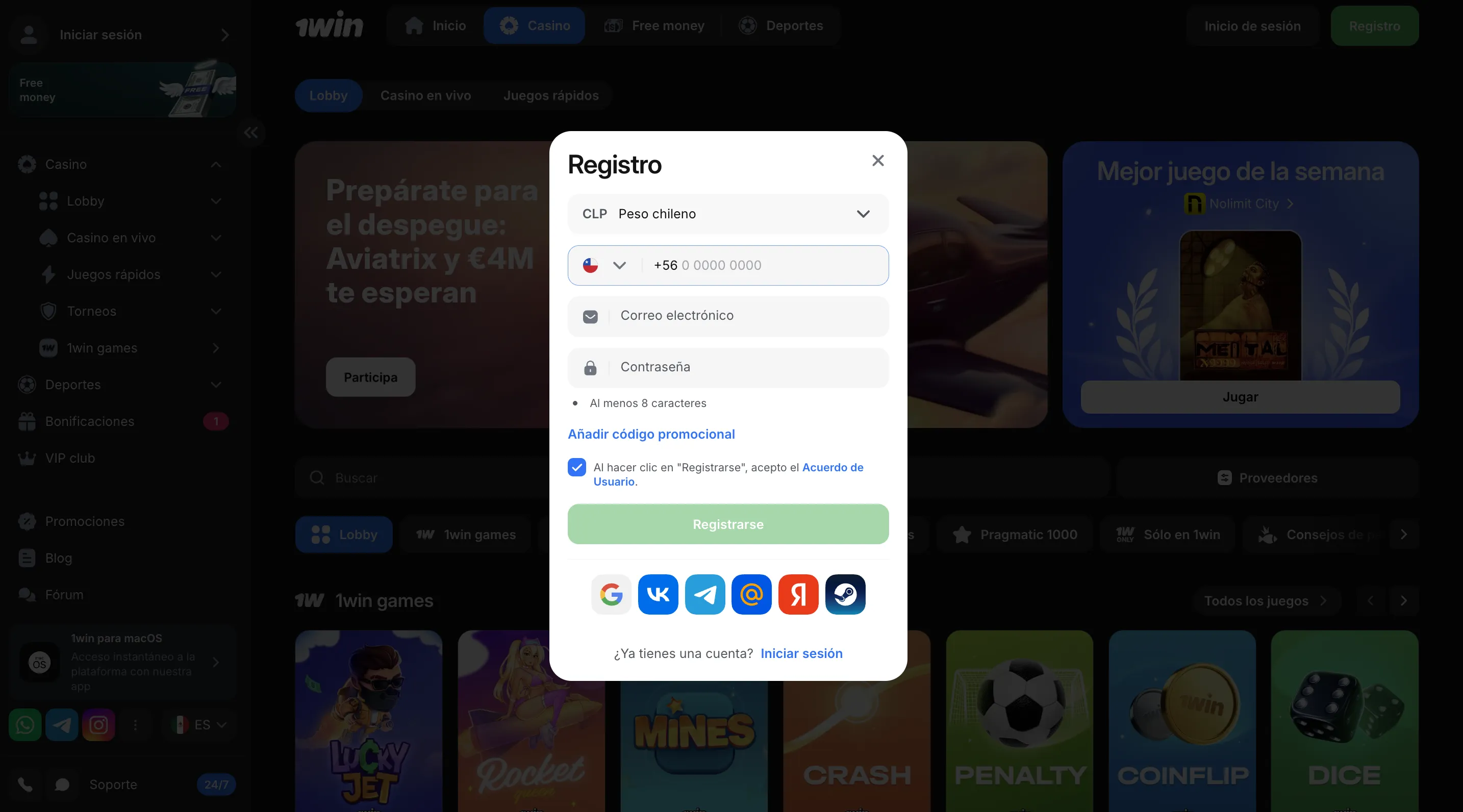 Registro para obtener el primer 1win bono casino ahora mismo
